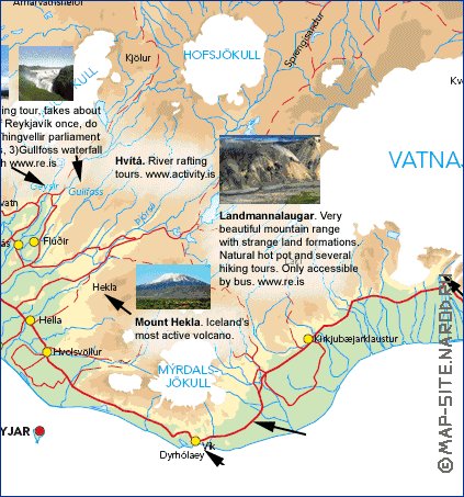 Physique carte de Islande