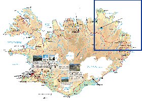 Physique carte de Islande