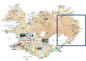 Physique carte de Islande