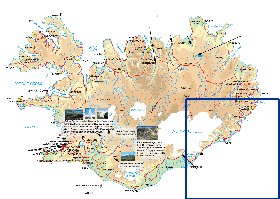 Physique carte de Islande