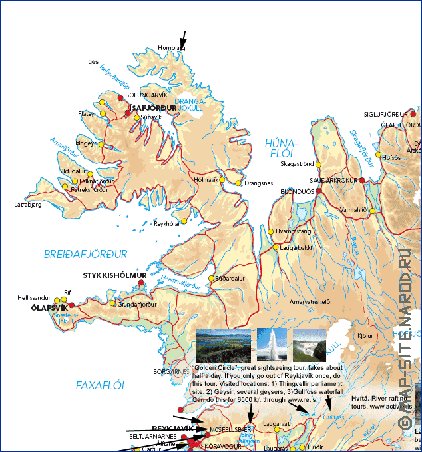 Physique carte de Islande