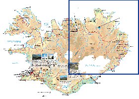 Physique carte de Islande