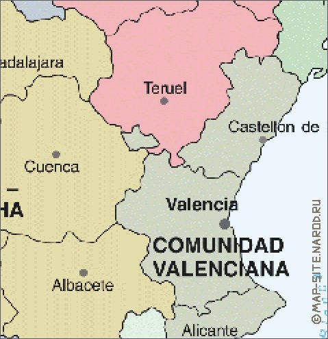 Administrativa mapa de Espanha em espanhol