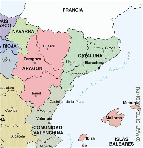 Administrativa mapa de Espanha em espanhol