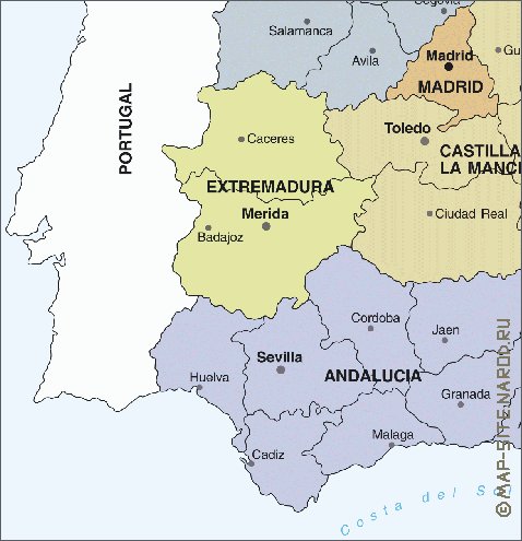 Administrativa mapa de Espanha em espanhol