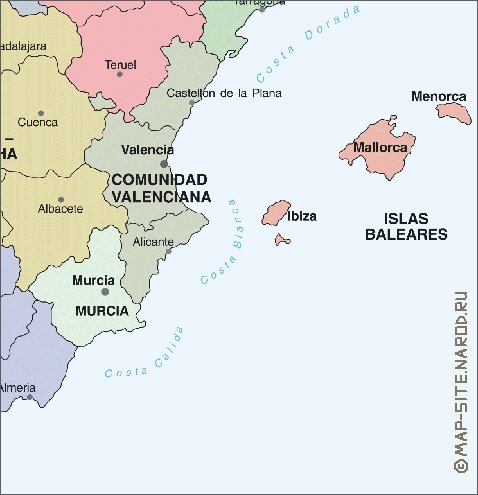 Administrativa mapa de Espanha em espanhol