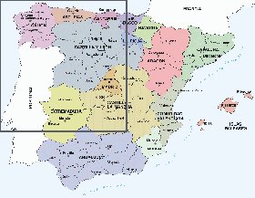 Administrativa mapa de Espanha em espanhol