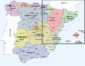 Administrativa mapa de Espanha em espanhol