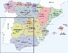 Administratives carte de Espagne en espagnol