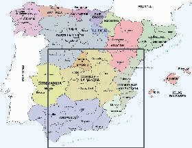 Administrativa mapa de Espanha em espanhol