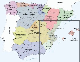 Administrativa mapa de Espanha em espanhol