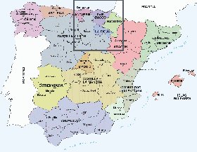 Administrativa mapa de Espanha em espanhol