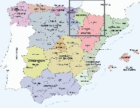 Administrativa mapa de Espanha em espanhol