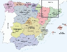 Administrativa mapa de Espanha em espanhol