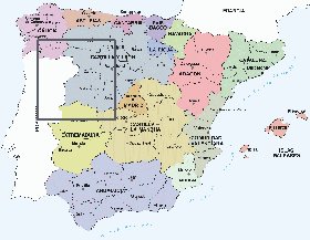 Administrativa mapa de Espanha em espanhol