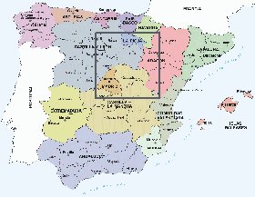 Administrativa mapa de Espanha em espanhol