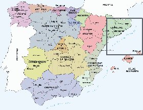 Administrativa mapa de Espanha em espanhol