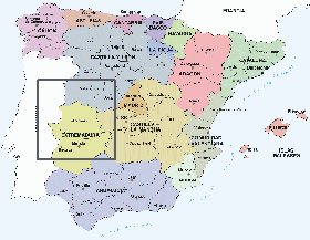Administrativa mapa de Espanha em espanhol