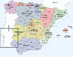 Administratives carte de Espagne en espagnol