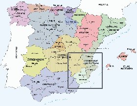 Administrativa mapa de Espanha em espanhol