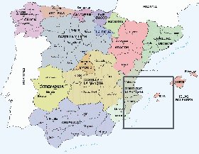 Administrativa mapa de Espanha em espanhol