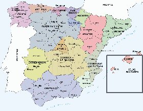 Administrativa mapa de Espanha em espanhol