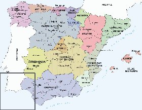 Administrativa mapa de Espanha em espanhol