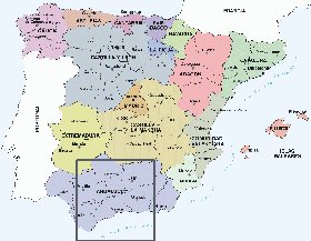 Administrativa mapa de Espanha em espanhol