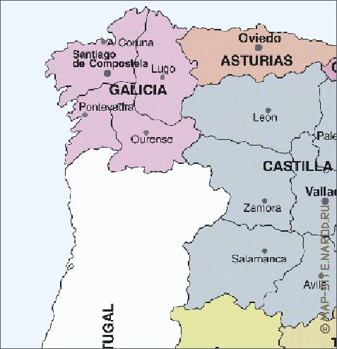 Administrativa mapa de Espanha em espanhol