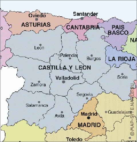 Administrativa mapa de Espanha em espanhol