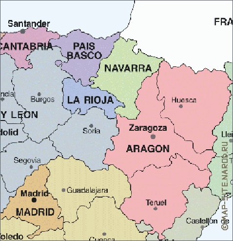 Administrativa mapa de Espanha em espanhol