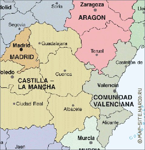 Administrativa mapa de Espanha em espanhol