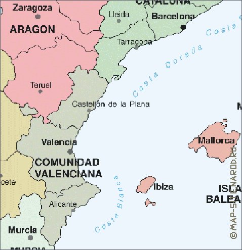 Administrativa mapa de Espanha em espanhol