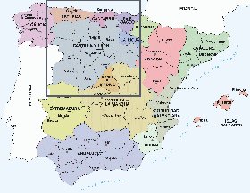 Administrativa mapa de Espanha em espanhol