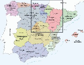 Administrativa mapa de Espanha em espanhol