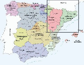 Administrativa mapa de Espanha em espanhol