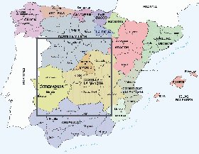 Administrativa mapa de Espanha em espanhol