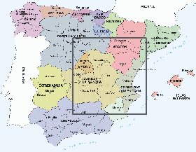 Administrativa mapa de Espanha em espanhol