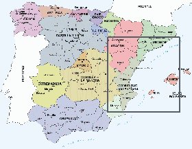 Administrativa mapa de Espanha em espanhol