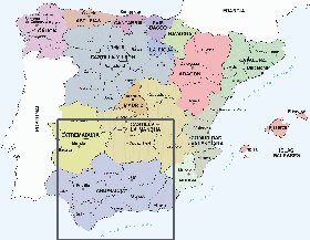 Administrativa mapa de Espanha em espanhol