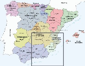 Administrativa mapa de Espanha em espanhol