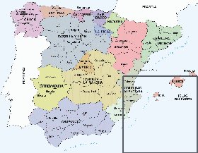 Administrativa mapa de Espanha em espanhol