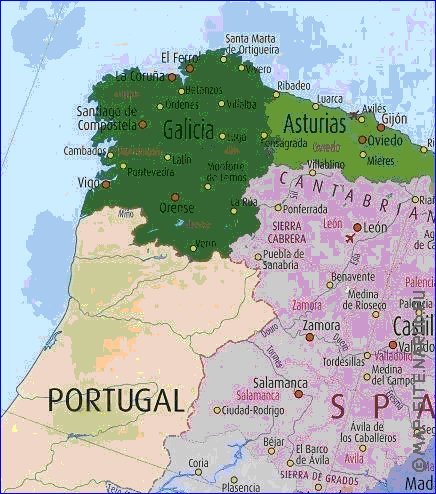 mapa de Espanha em ingles