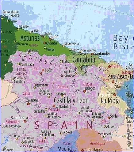 carte de Espagne en anglais