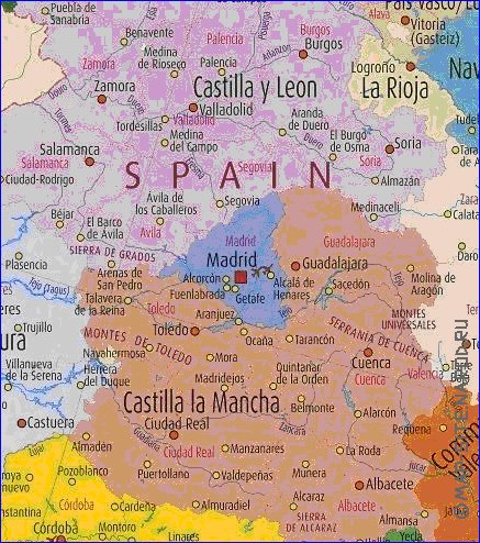 carte de Espagne en anglais