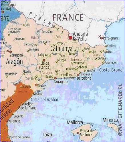 carte de Espagne en anglais