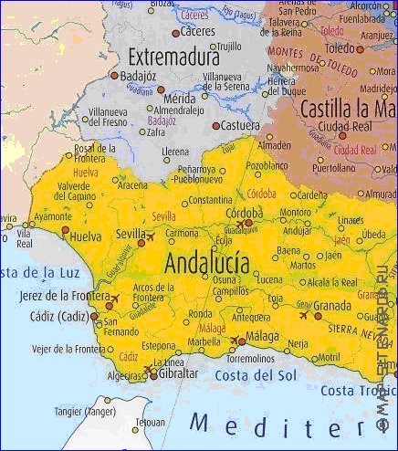 carte de Espagne en anglais