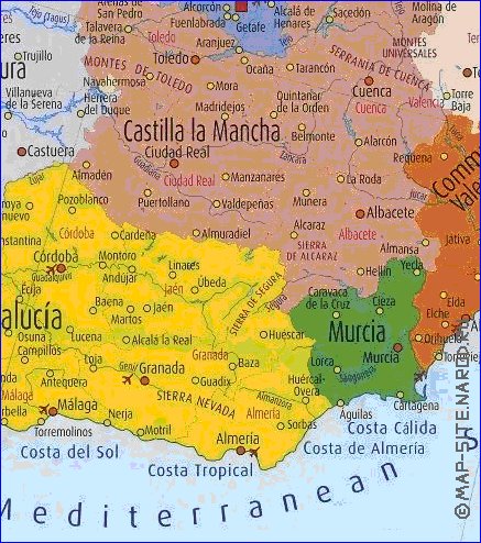 carte de Espagne en anglais