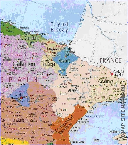 carte de Espagne en anglais