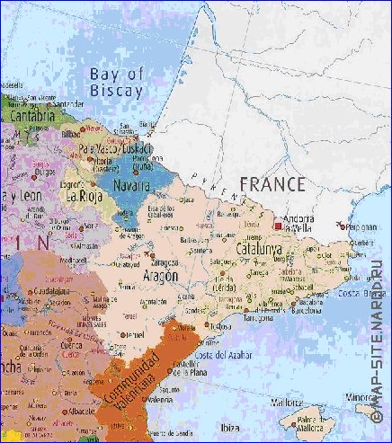 carte de Espagne en anglais